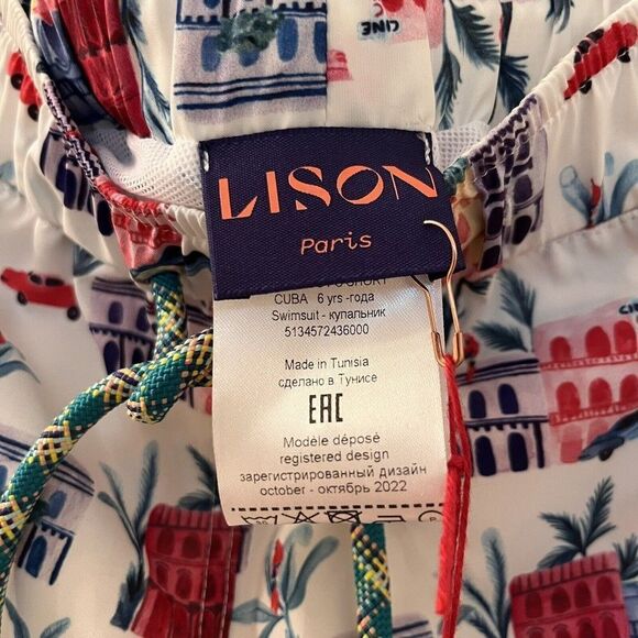 Lison Paris Cuba Swim Trunks Shorts Boys Size 6 NWT - Picture 7 of 12